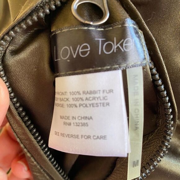 Love Token Reversible Rabbit Fur Vest Olive Green - Picture 10 of 16